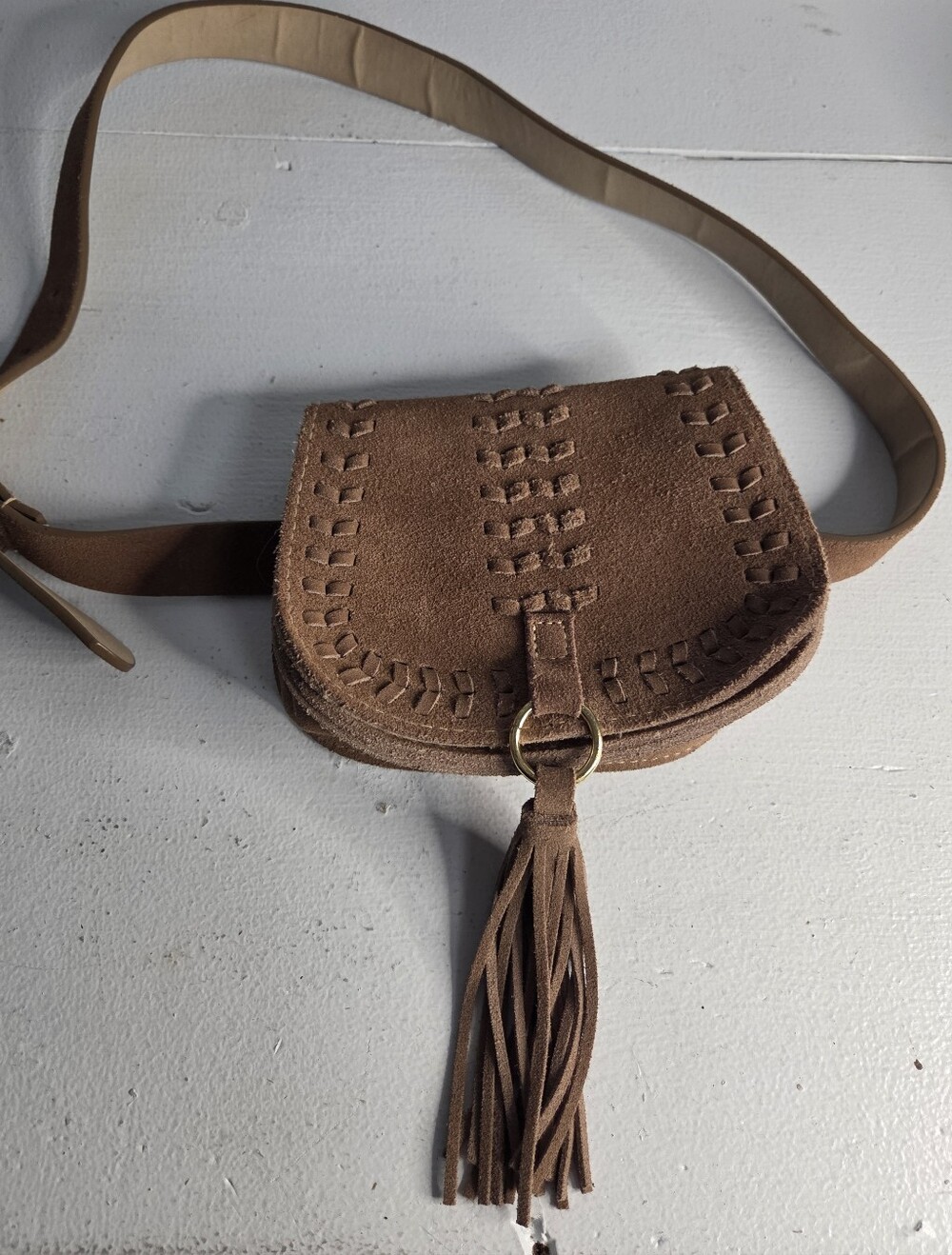 Suede Belt Bag With Tassel Detail
